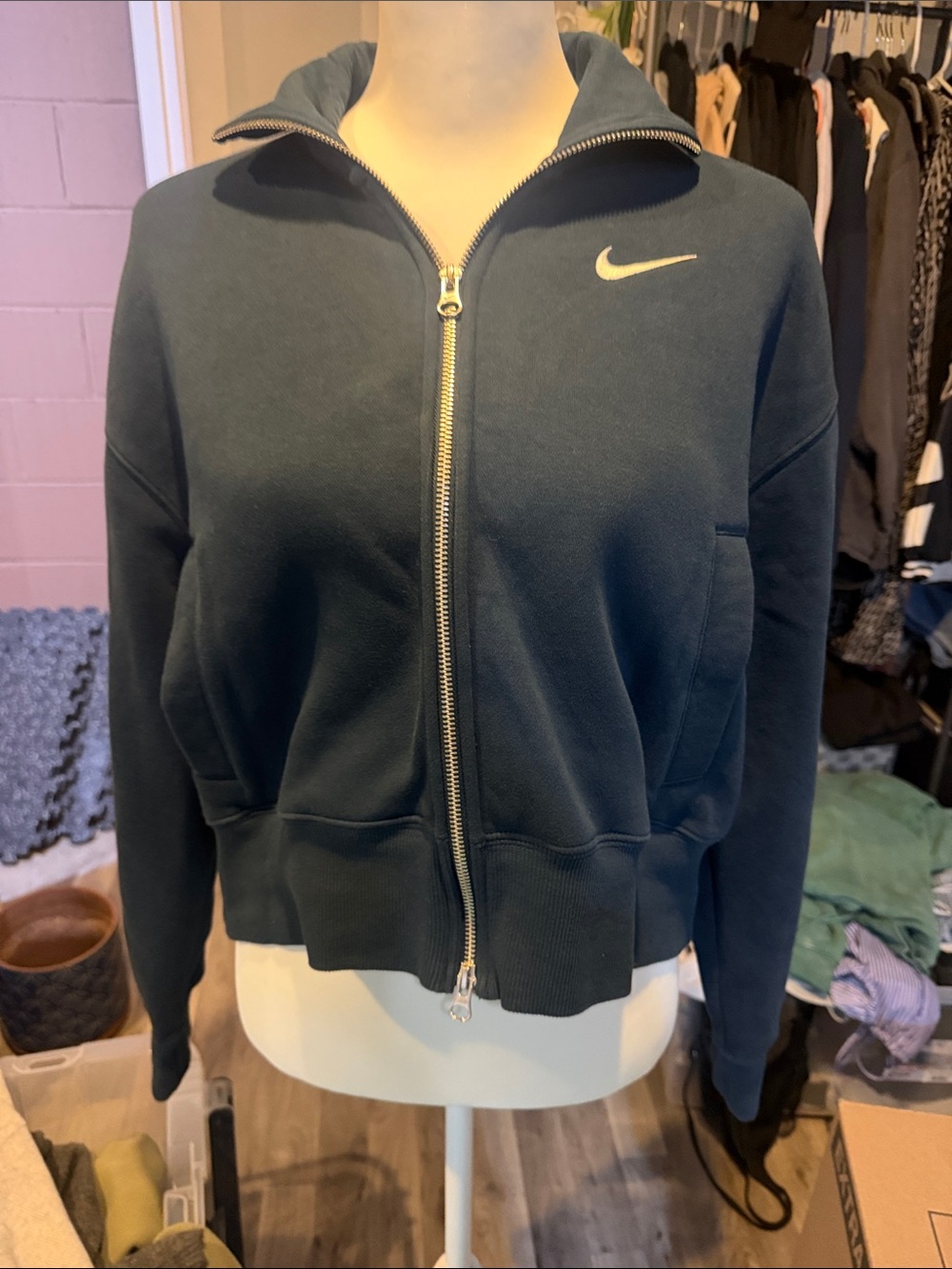 Nike Teal Zip-Up Jacket with White Swoosh